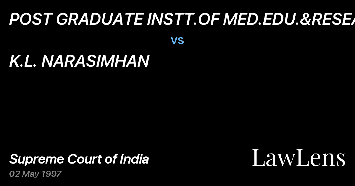 Preview image for POST GRADUATE INSTT.OF MED.EDU.&RESEARCH vs. K.L. NARASIMHAN