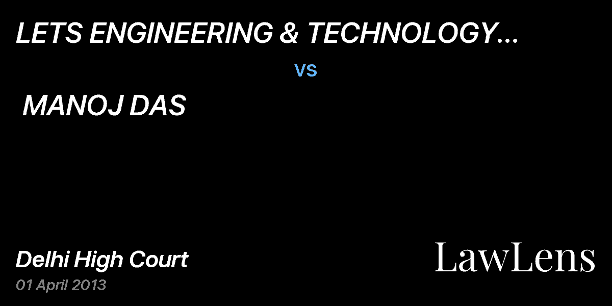 Preview image for LETS ENGINEERING & TECHNOLOGY SERVICES PVT. LTD.  vs.  MANOJ DAS