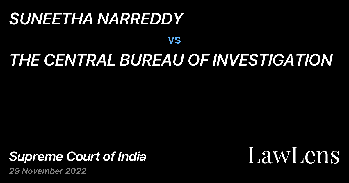 Preview image for SUNEETHA NARREDDY vs. THE CENTRAL BUREAU OF INVESTIGATION