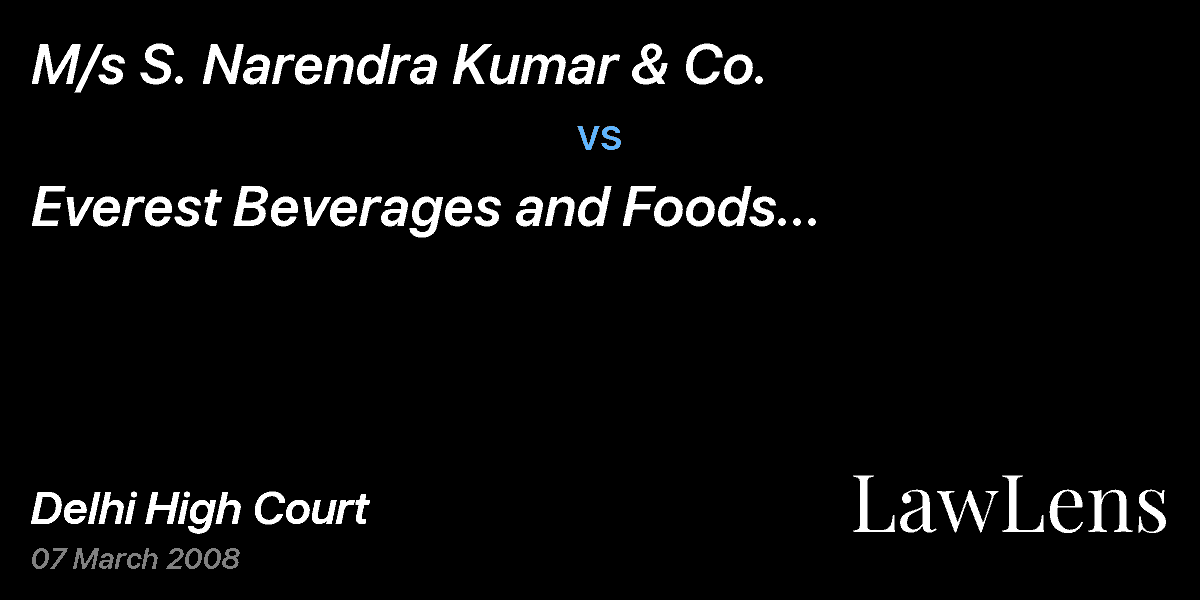 Preview image for M/s S. Narendra Kumar & Co.  vs.  Everest Beverages and Foods Inudstries & Anr.