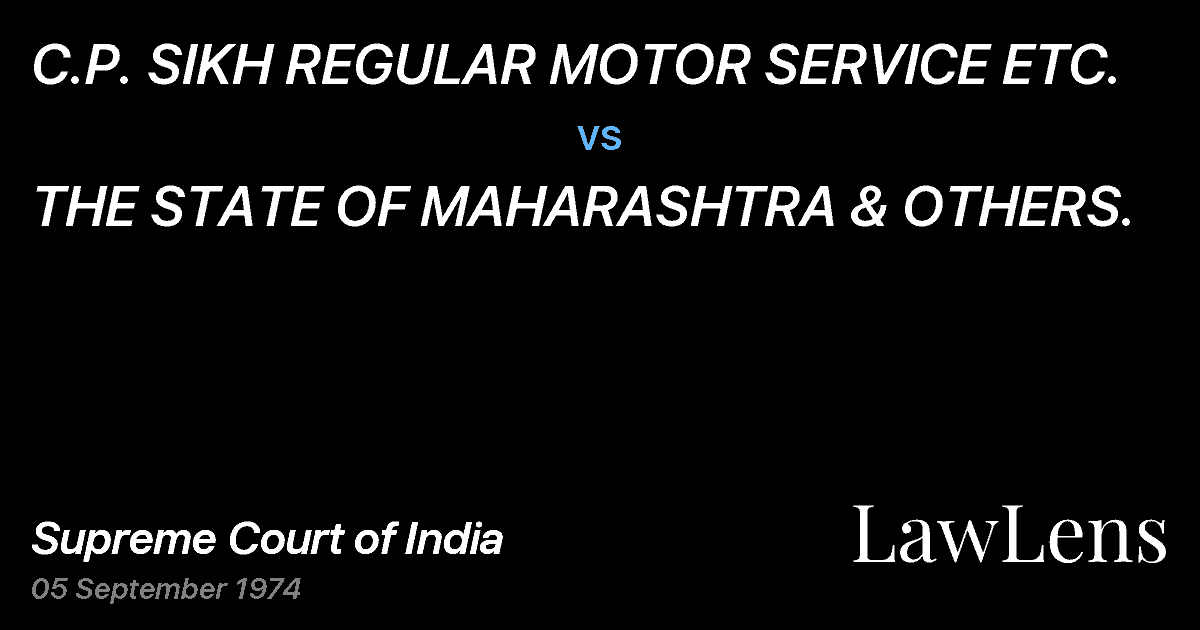 Preview image for C.P. SIKH REGULAR MOTOR SERVICE ETC. vs. THE STATE OF MAHARASHTRA & OTHERS.