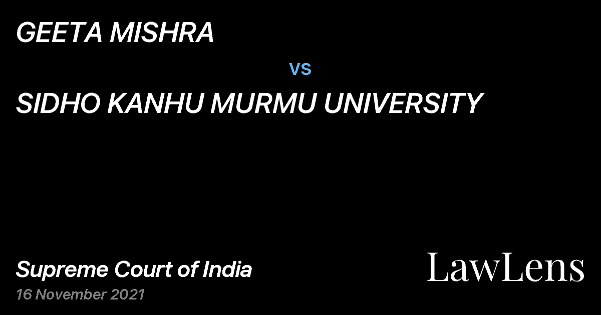 Preview image for GEETA MISHRA vs. SIDHO KANHU MURMU UNIVERSITY
