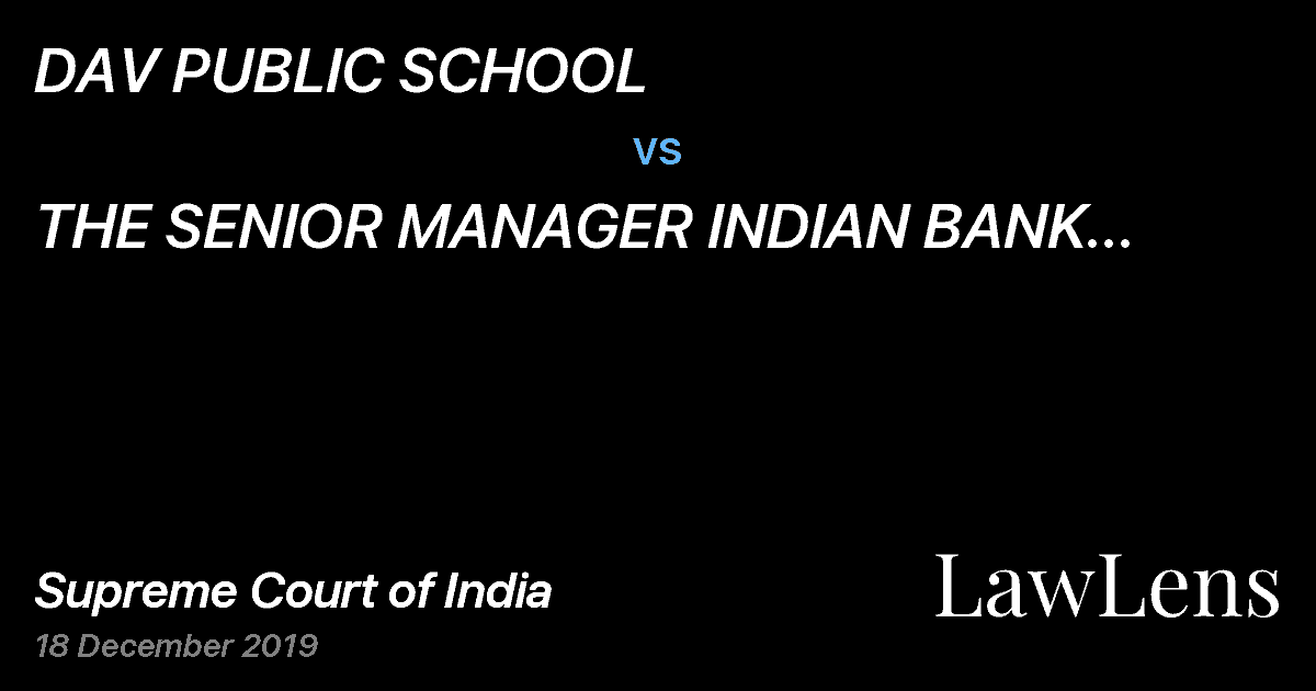 Preview image for DAV PUBLIC SCHOOL vs. THE SENIOR MANAGER INDIAN BANK MIDNAPUR BRANCH