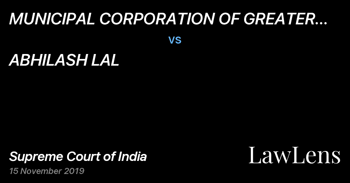 Preview image for MUNICIPAL CORPORATION OF GREATER MUMBAI (MCGM) vs. ABHILASH LAL
