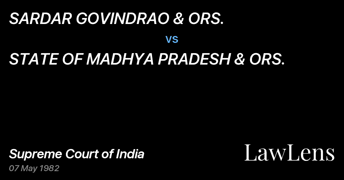 Preview image for SARDAR GOVINDRAO & ORS. vs. STATE OF MADHYA PRADESH & ORS.