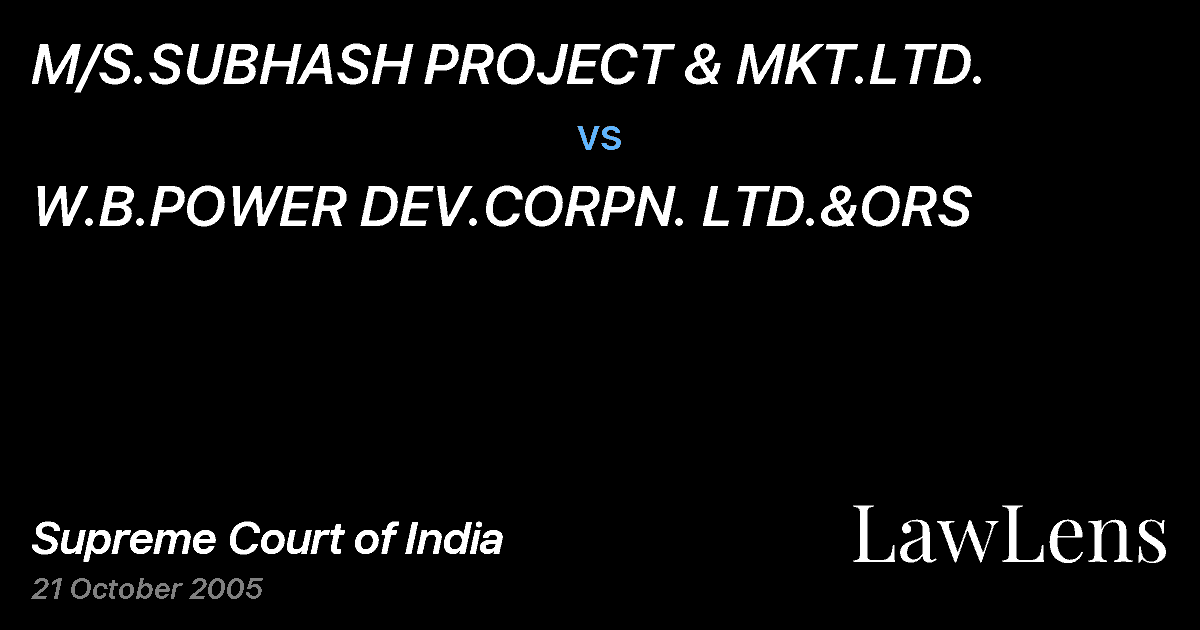 Preview image for M/S.SUBHASH PROJECT & MKT.LTD. vs. W.B.POWER DEV.CORPN. LTD.&ORS