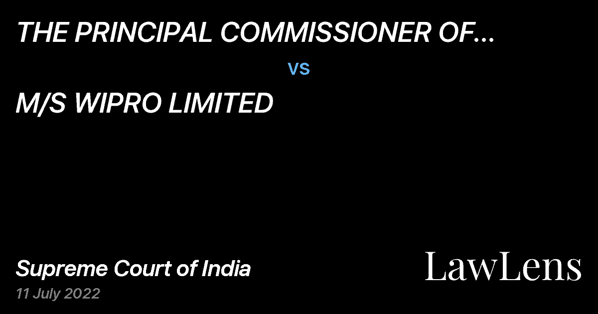 Preview image for THE PRINCIPAL COMMISSIONER OF INCOME TAX III, BANGALORE vs. M/S WIPRO LIMITED