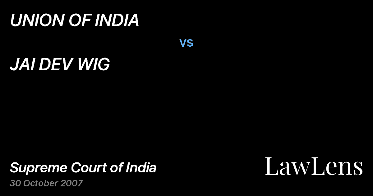 Preview image for UNION OF INDIA vs. JAI DEV WIG