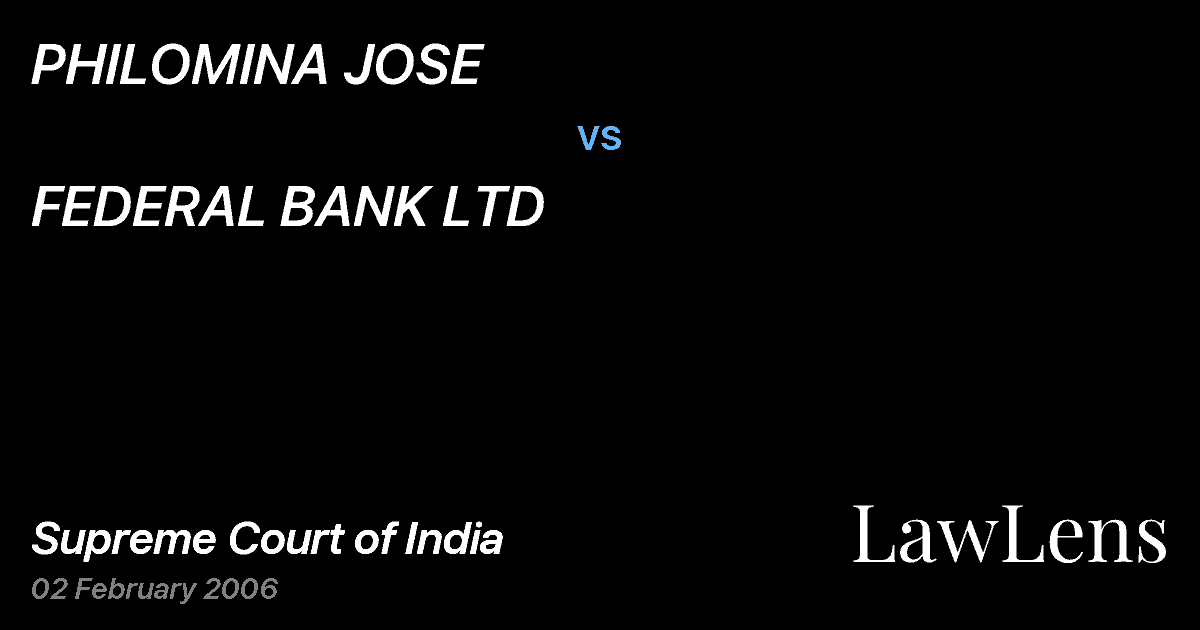 Preview image for PHILOMINA JOSE vs. FEDERAL BANK LTD