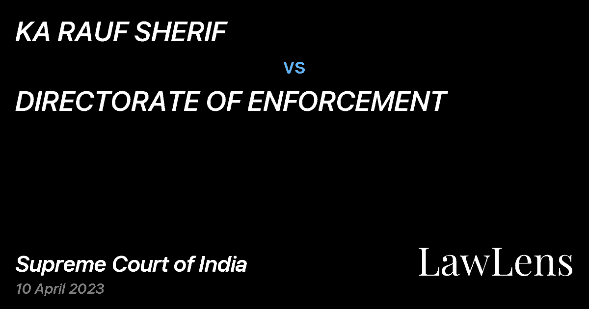 Preview image for KA RAUF SHERIF vs. DIRECTORATE OF ENFORCEMENT