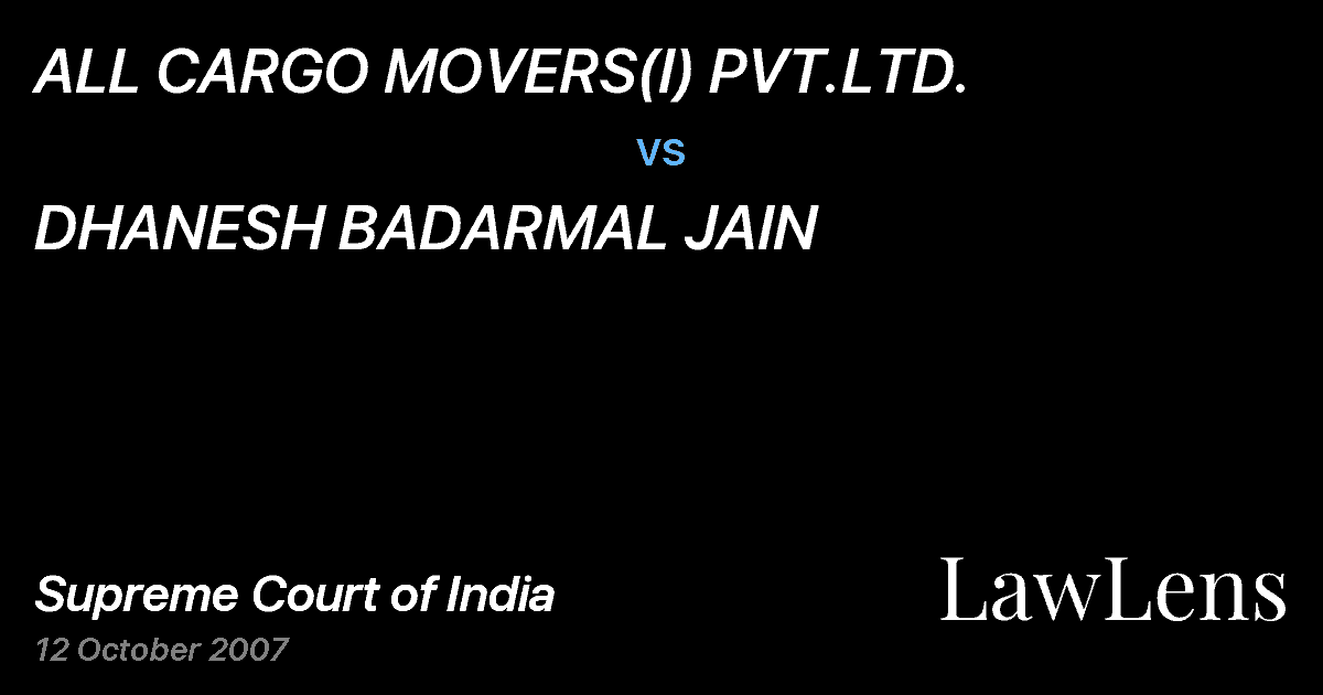 Preview image for ALL CARGO MOVERS(I) PVT.LTD. vs. DHANESH BADARMAL JAIN