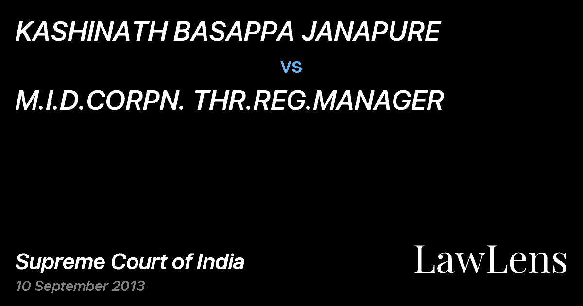 Preview image for KASHINATH BASAPPA JANAPURE vs. M.I.D.CORPN. THR.REG.MANAGER