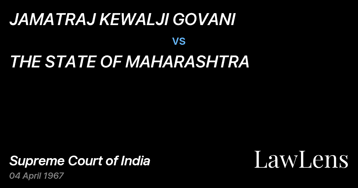 Preview image for JAMATRAJ KEWALJI GOVANI vs. THE STATE OF MAHARASHTRA