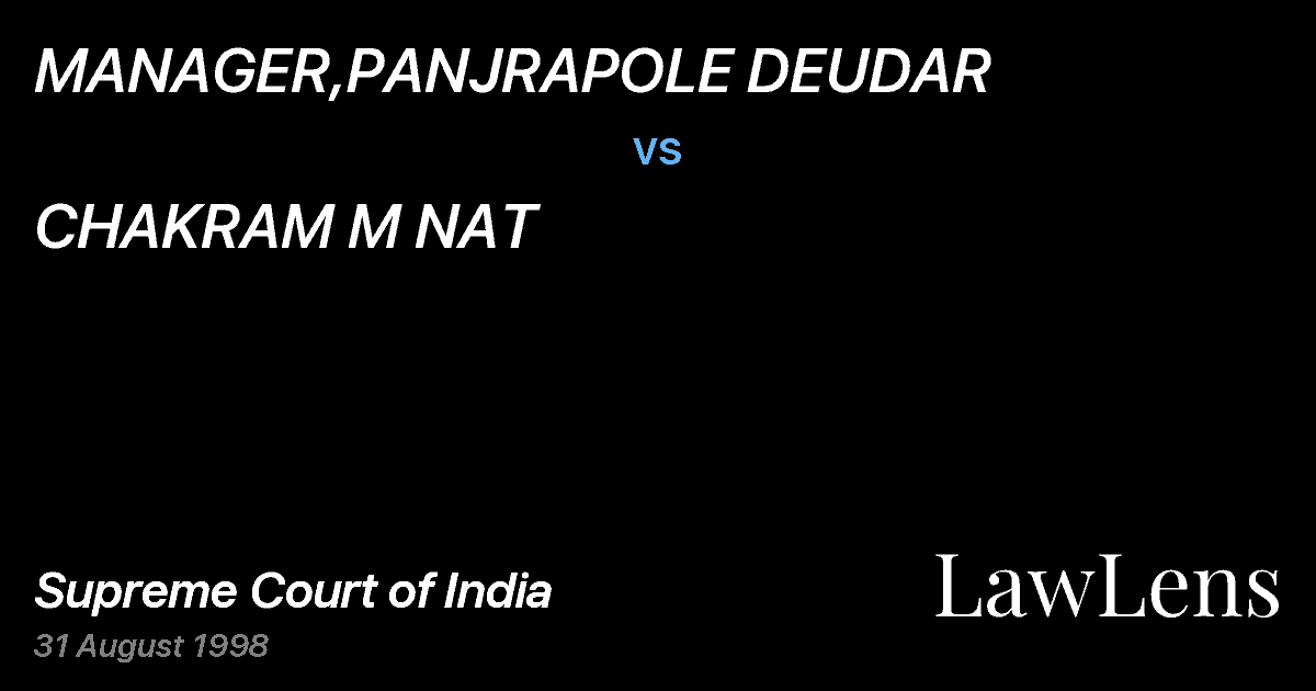 Preview image for MANAGER,PANJRAPOLE DEUDAR vs. CHAKRAM M NAT