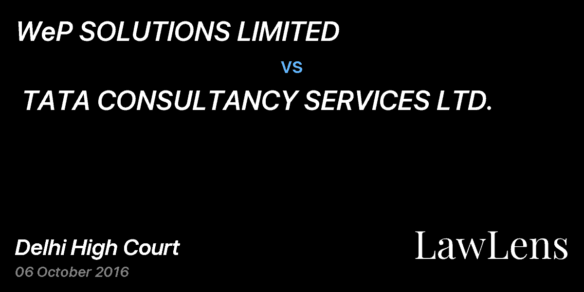 Preview image for WeP SOLUTIONS LIMITED  vs.  TATA CONSULTANCY SERVICES LTD.