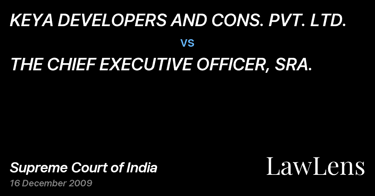 Preview image for KEYA DEVELOPERS AND CONS. PVT. LTD. vs. THE CHIEF EXECUTIVE OFFICER, SRA.