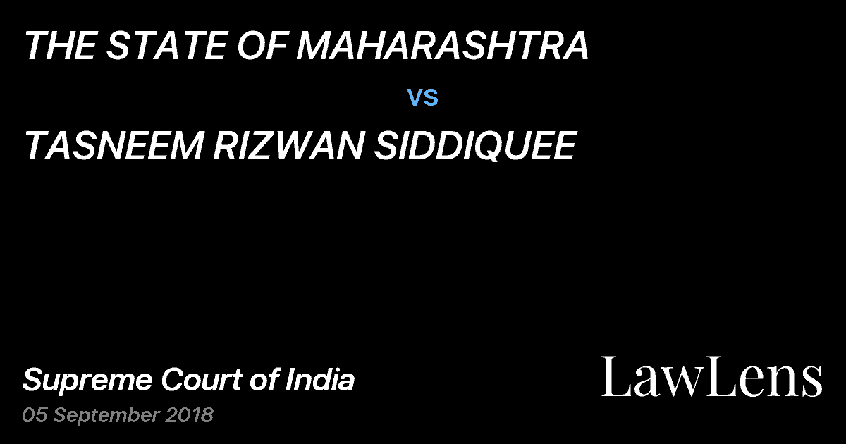 Preview image for THE STATE OF MAHARASHTRA vs. TASNEEM RIZWAN SIDDIQUEE