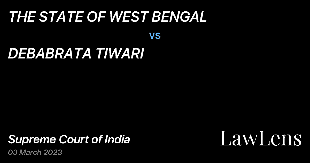 Preview image for THE STATE OF WEST BENGAL vs. DEBABRATA TIWARI