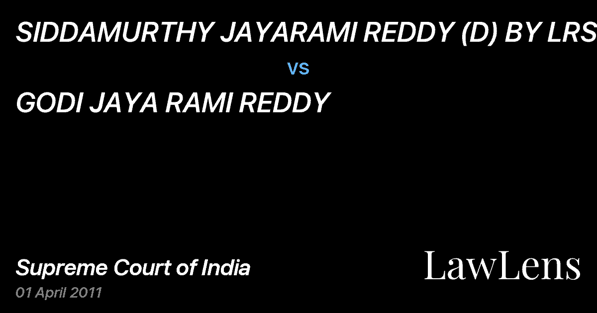 Preview image for SIDDAMURTHY JAYARAMI REDDY (D) BY LRS. vs. GODI JAYA RAMI REDDY