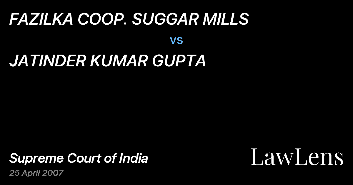 Preview image for FAZILKA COOP. SUGGAR MILLS vs. JATINDER KUMAR GUPTA