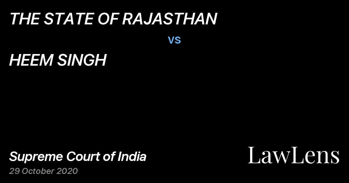 Preview image for THE STATE OF RAJASTHAN vs. HEEM SINGH