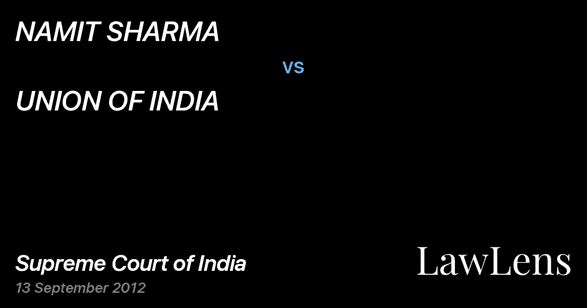 Preview image for NAMIT SHARMA vs. UNION OF INDIA