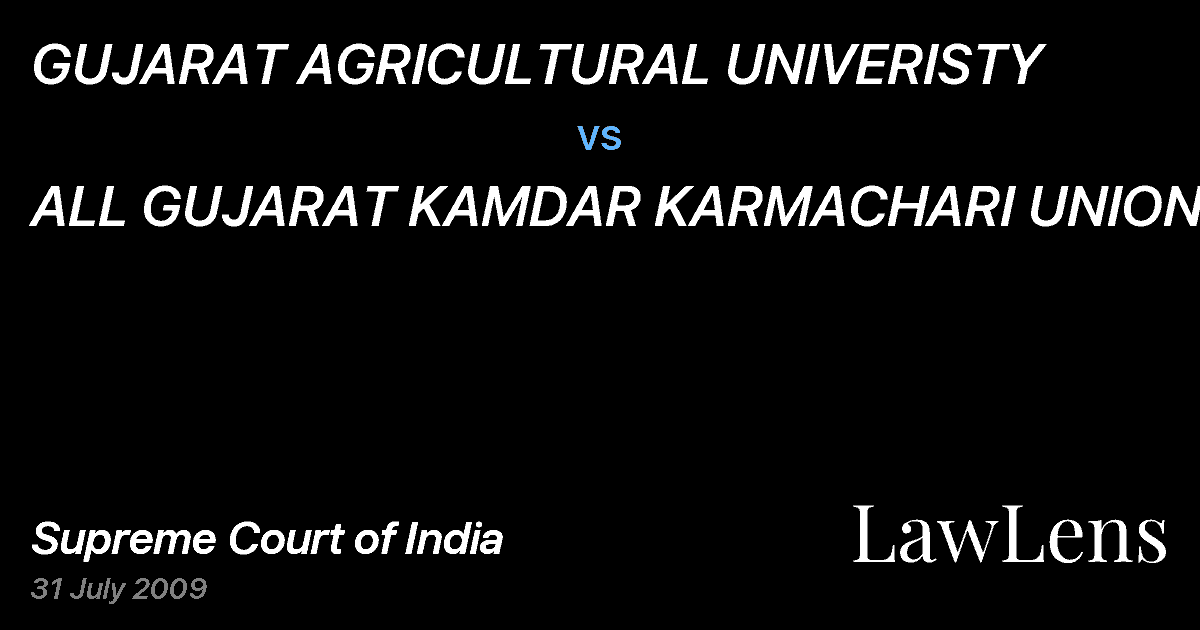 Preview image for GUJARAT AGRICULTURAL UNIVERISTY vs. ALL GUJARAT KAMDAR KARMACHARI UNION