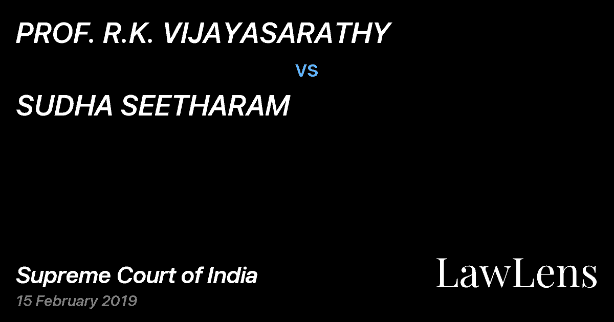 Preview image for PROF. R.K. VIJAYASARATHY vs. SUDHA SEETHARAM