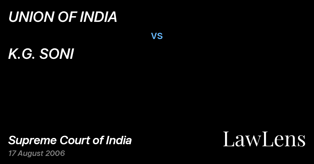Preview image for UNION OF INDIA vs. K.G. SONI