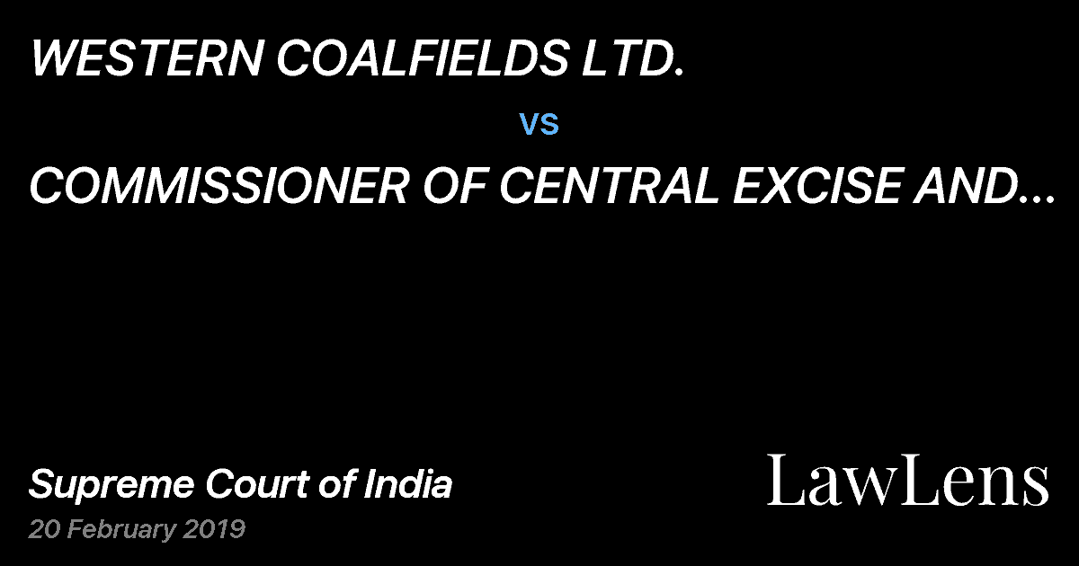 Preview image for WESTERN COALFIELDS LTD. vs. COMMISSIONER OF CENTRAL EXCISE AND CUSTOMS
