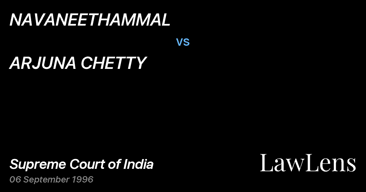 Preview image for NAVANEETHAMMAL vs. ARJUNA CHETTY