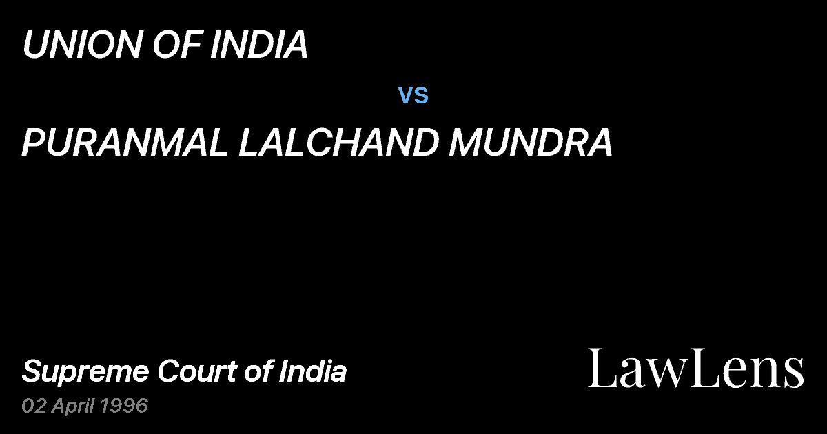 Preview image for UNION OF INDIA vs. PURANMAL LALCHAND MUNDRA