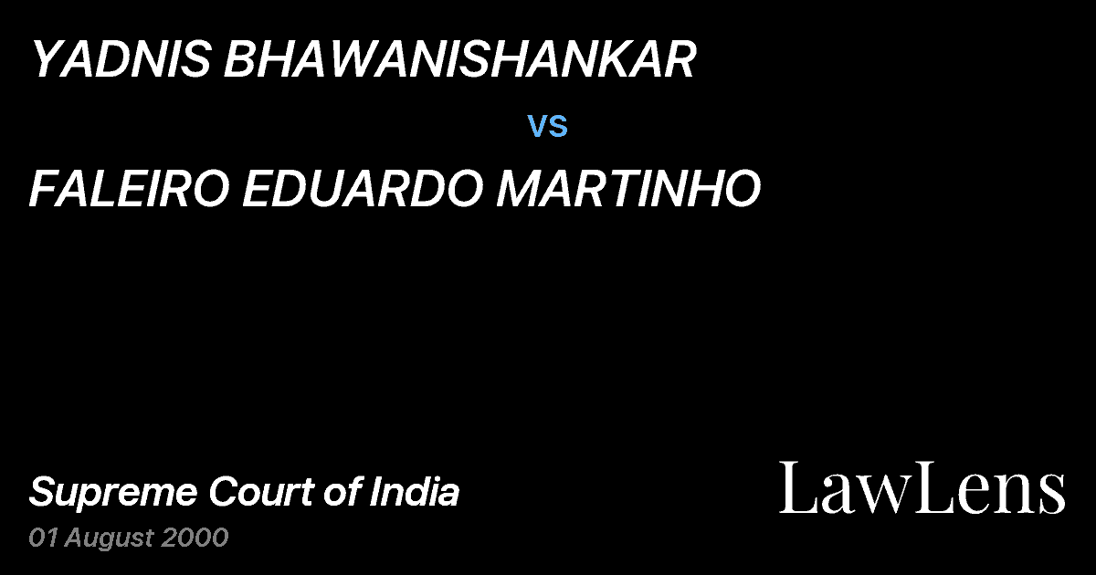 Preview image for YADNIS BHAWANISHANKAR vs. FALEIRO EDUARDO MARTINHO