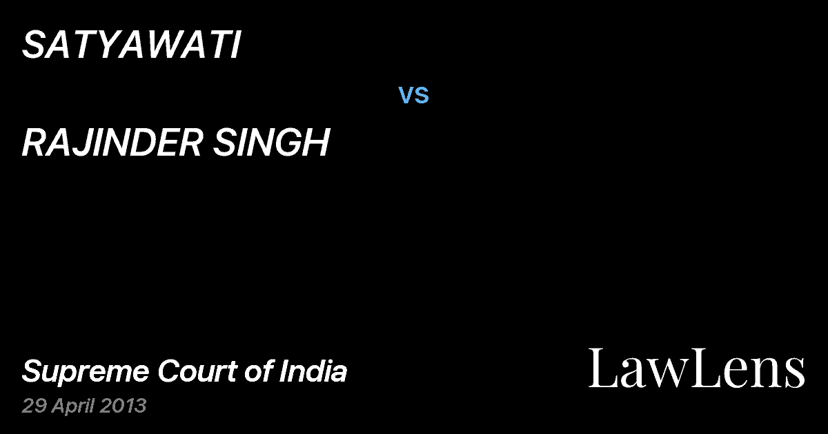 Preview image for SATYAWATI vs. RAJINDER SINGH