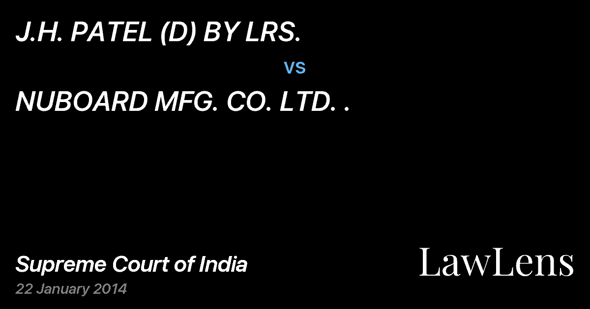 Preview image for J.H. PATEL (D) BY LRS. vs. NUBOARD MFG. CO. LTD. .