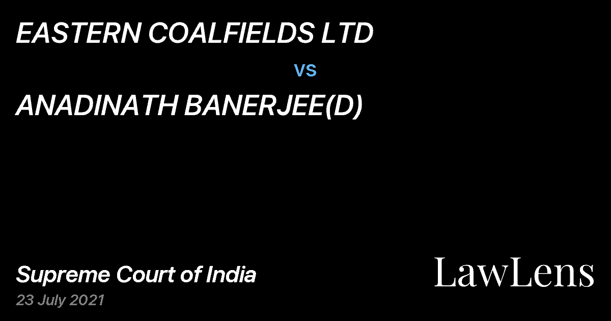 Preview image for EASTERN COALFIELDS LTD vs. ANADINATH BANERJEE(D)