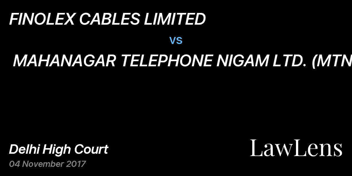 Preview image for FINOLEX CABLES LIMITED vs. MAHANAGAR TELEPHONE NIGAM LTD. (MTNL)