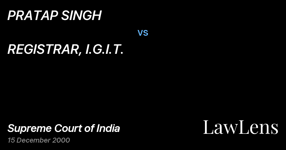 Preview image for PRATAP SINGH vs. REGISTRAR, I.G.I.T.