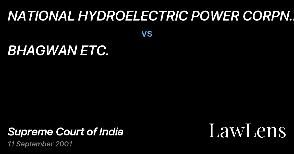 Preview image for NATIONAL HYDROELECTRIC POWER CORPN.LTD. vs. BHAGWAN ETC.