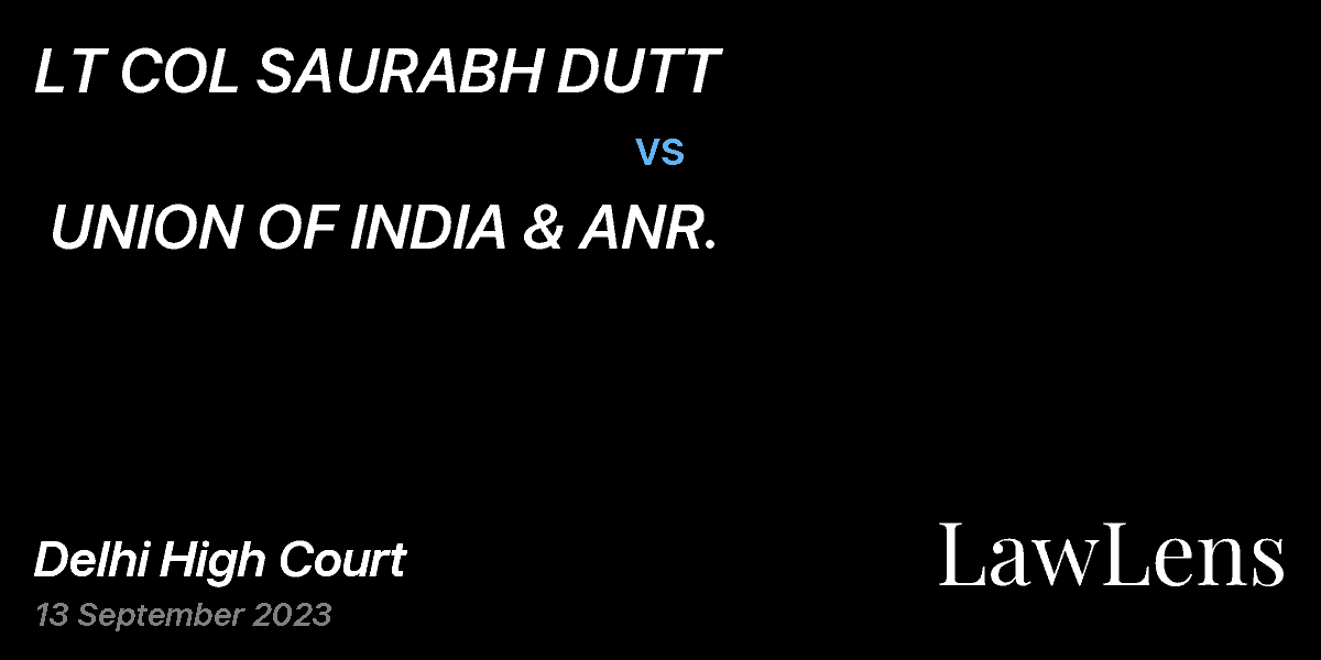 Preview image for LT COL SAURABH DUTT  vs.  UNION OF INDIA & ANR.
