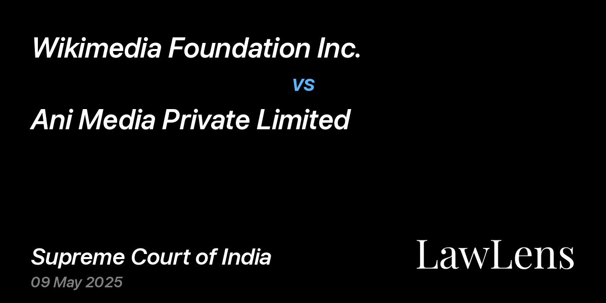 Preview image for Wikimedia Foundation Inc. vs. Ani Media Private Limited