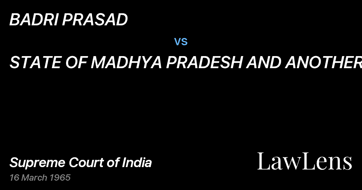 Preview image for BADRI PRASAD vs. STATE OF MADHYA PRADESH AND ANOTHER