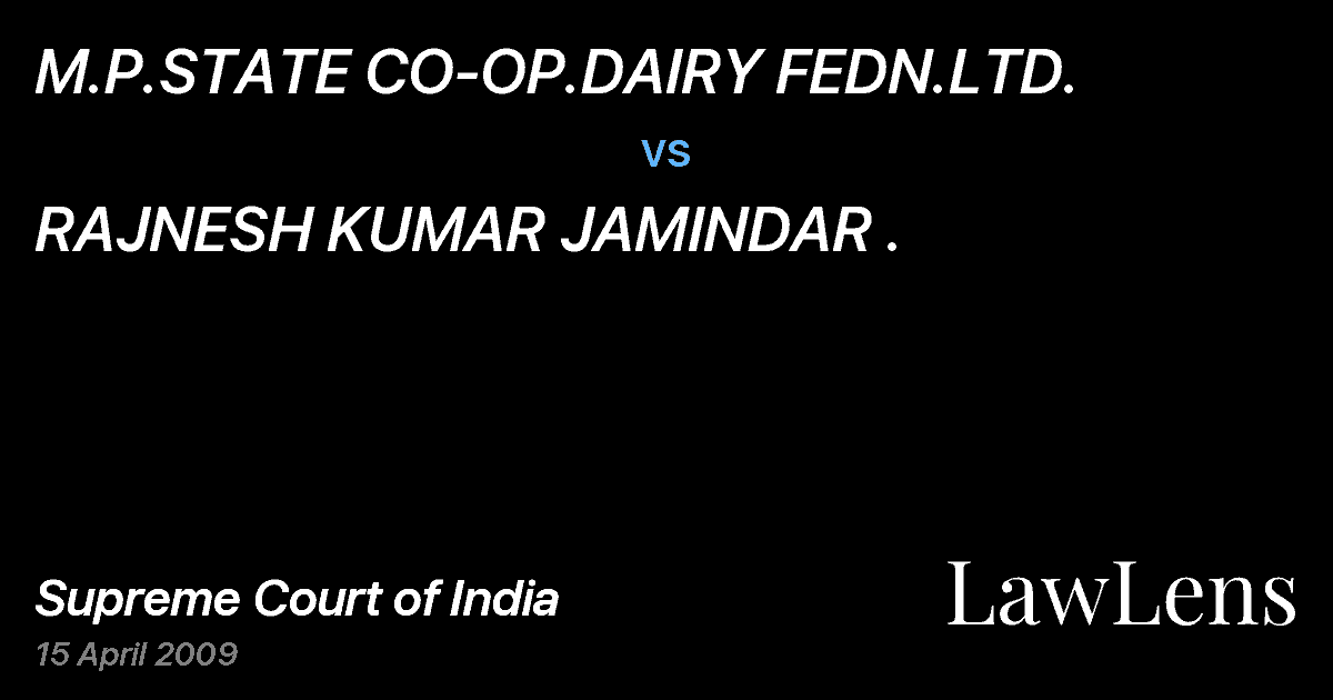 Preview image for M.P.STATE CO-OP.DAIRY FEDN.LTD. vs. RAJNESH KUMAR JAMINDAR .