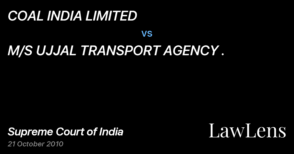 Preview image for COAL INDIA LIMITED vs. M/S UJJAL TRANSPORT AGENCY .