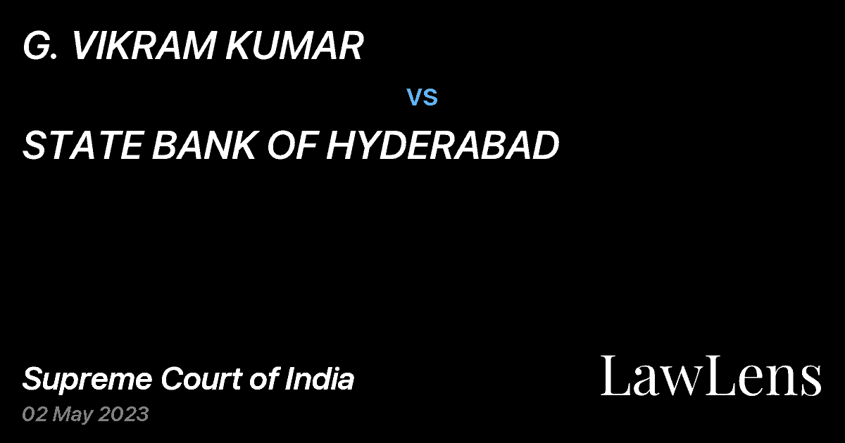 Preview image for G. VIKRAM KUMAR vs. STATE BANK OF HYDERABAD