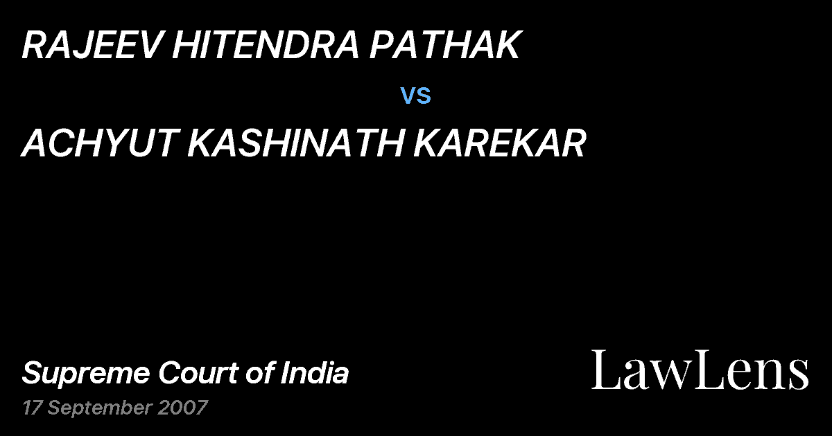 Preview image for RAJEEV HITENDRA PATHAK vs. ACHYUT KASHINATH KAREKAR