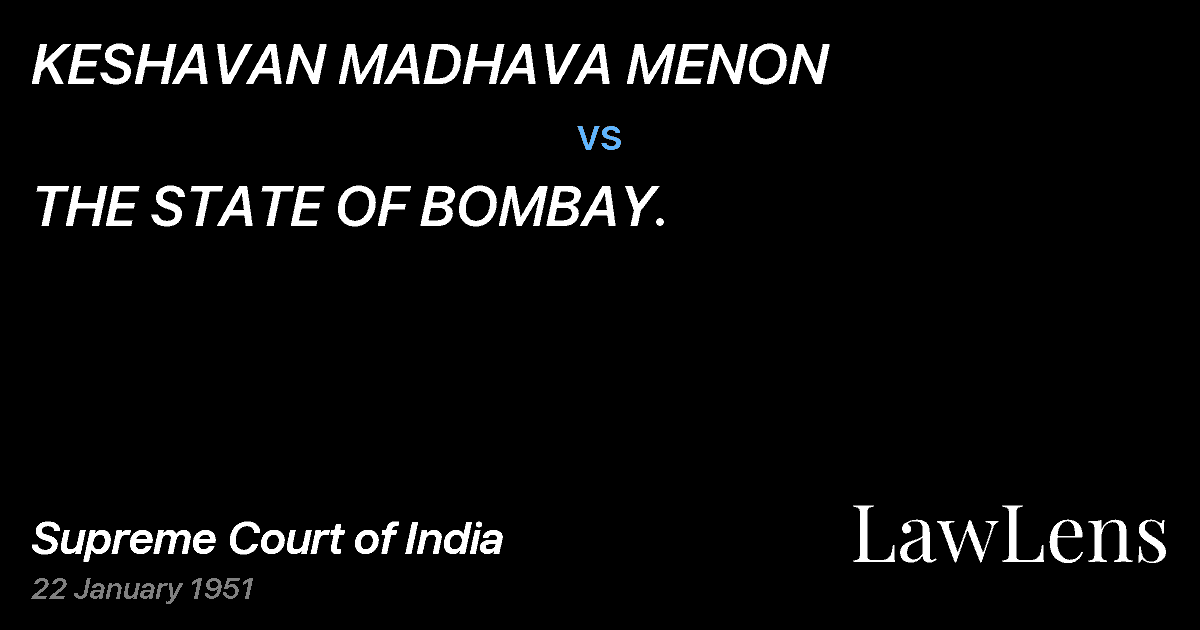 Preview image for KESHAVAN MADHAVA MENON vs. THE STATE OF BOMBAY.