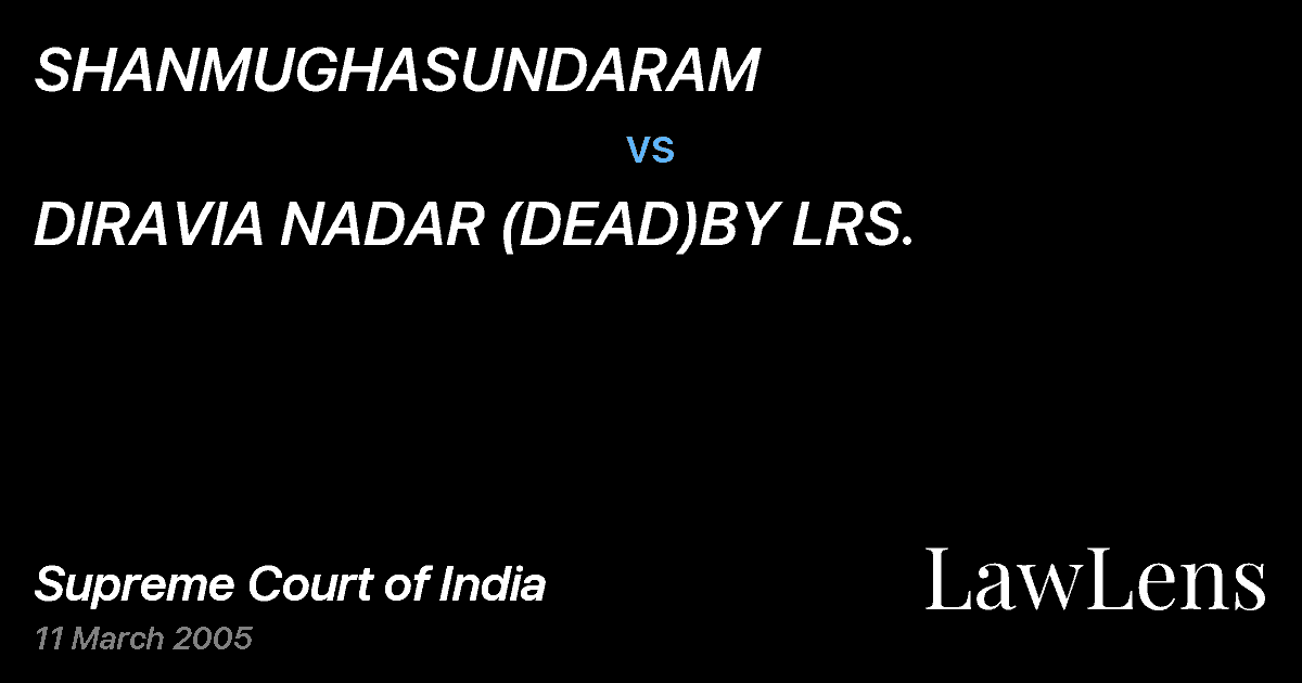 Preview image for SHANMUGHASUNDARAM vs. DIRAVIA NADAR (DEAD)BY LRS.