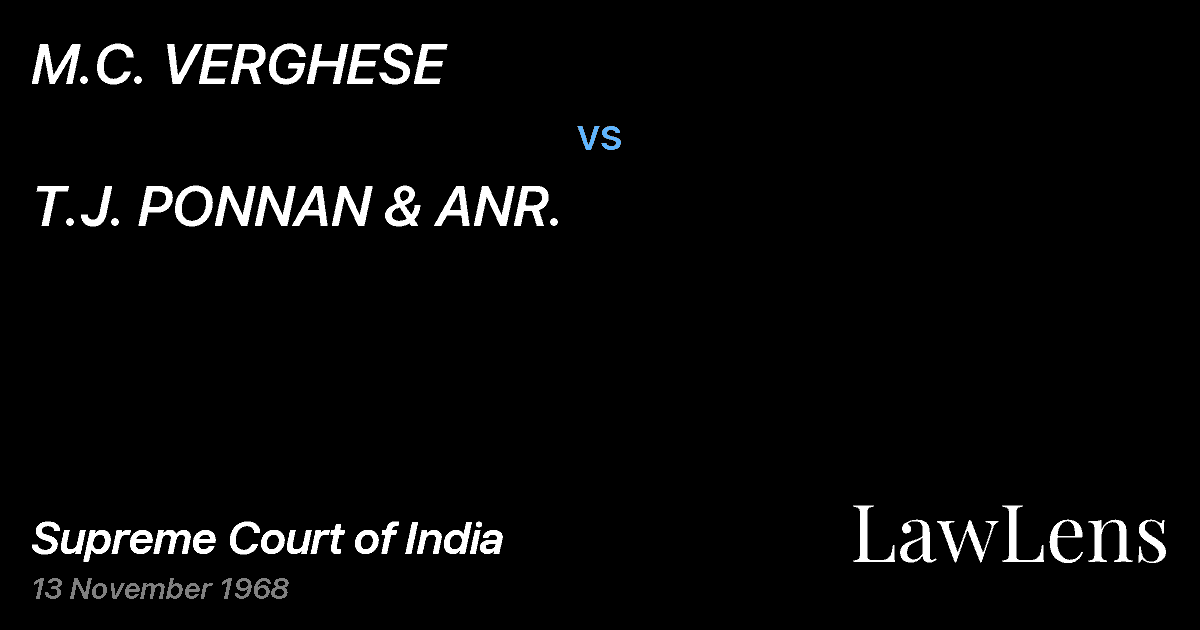 Preview image for M.C. VERGHESE vs. T.J. PONNAN & ANR.