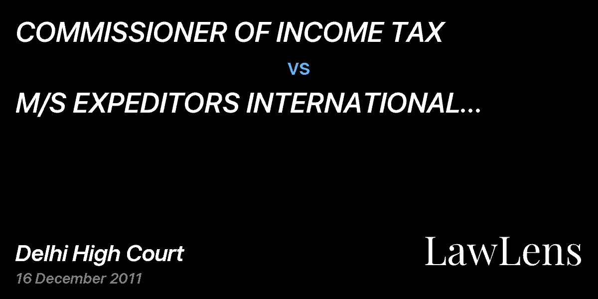 Preview image for COMMISSIONER OF INCOME TAX vs. M/S EXPEDITORS INTERNATIONAL (INDIA) PVT. LTD.